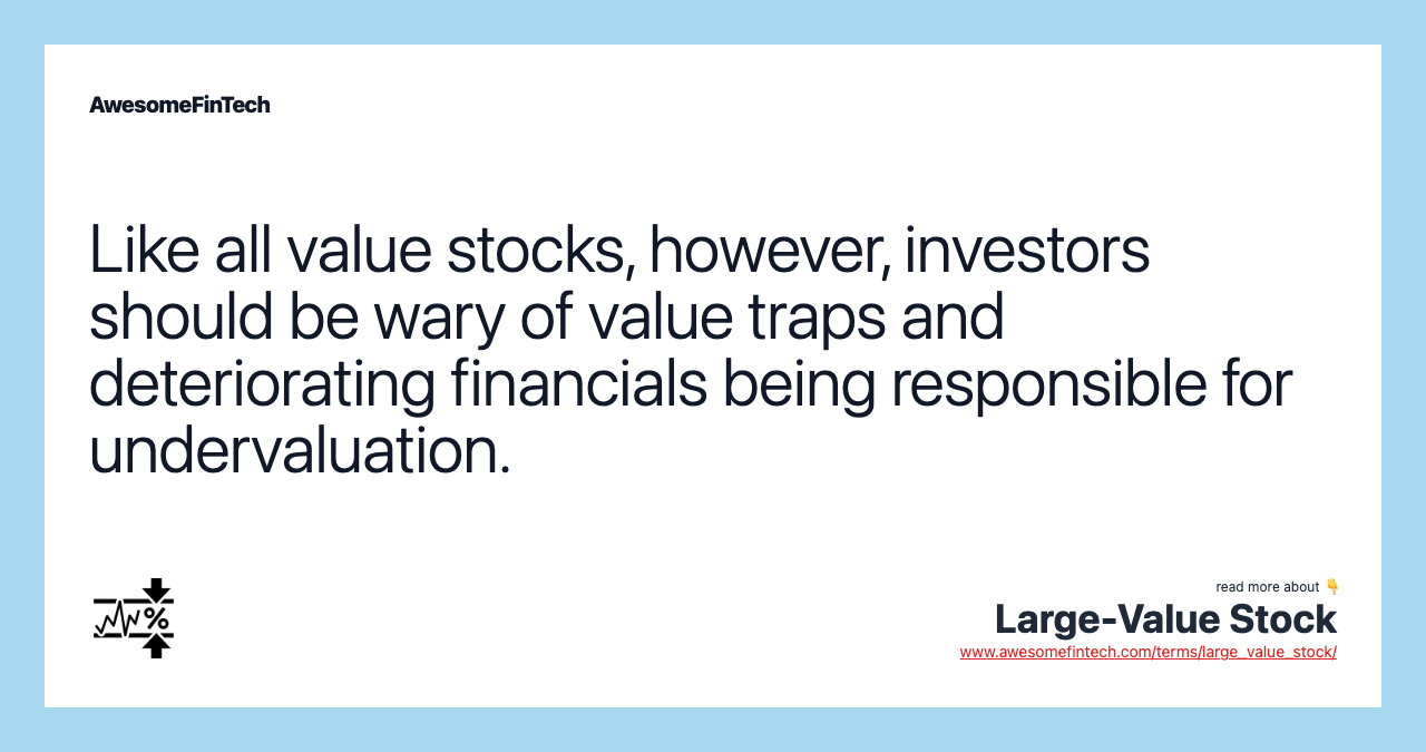 Like all value stocks, however, investors should be wary of value traps and deteriorating financials being responsible for undervaluation.