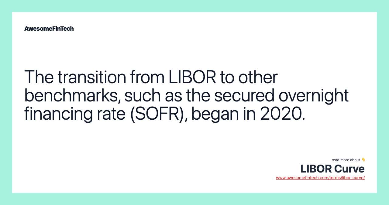The transition from LIBOR to other benchmarks, such as the secured overnight financing rate (SOFR), began in 2020.