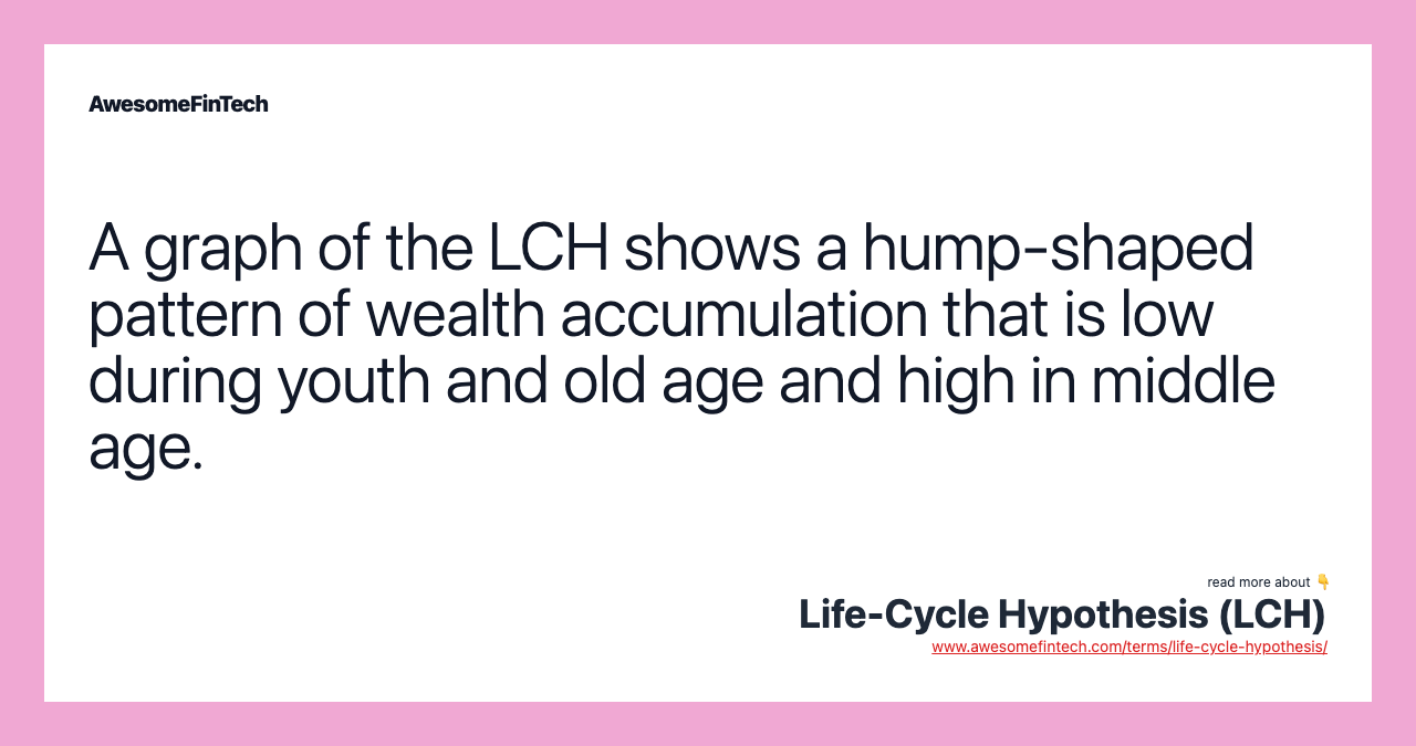 A graph of the LCH shows a hump-shaped pattern of wealth accumulation that is low during youth and old age and high in middle age.