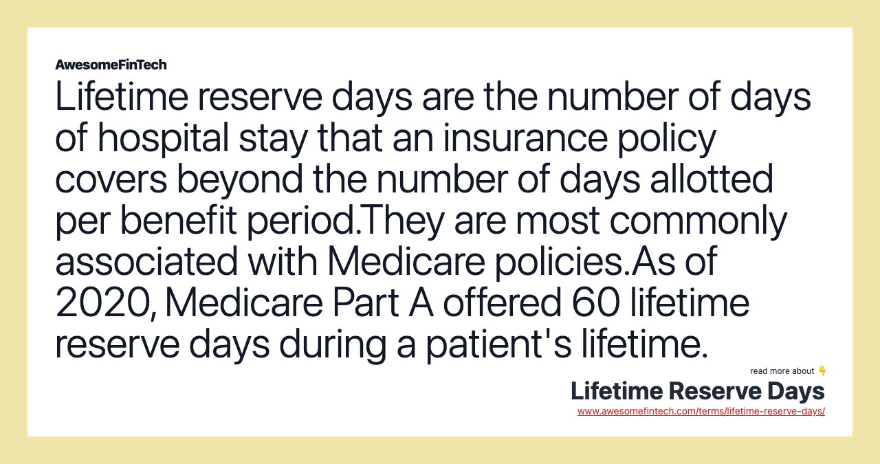 Lifetime Reserve Days AwesomeFinTech Blog