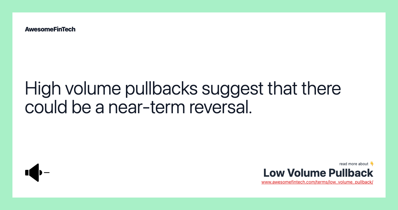 High volume pullbacks suggest that there could be a near-term reversal.