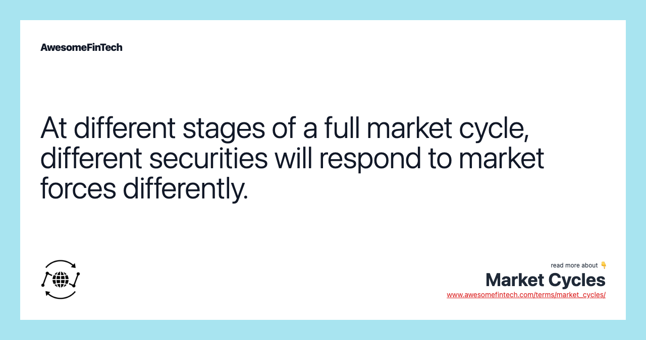 At different stages of a full market cycle, different securities will respond to market forces differently.