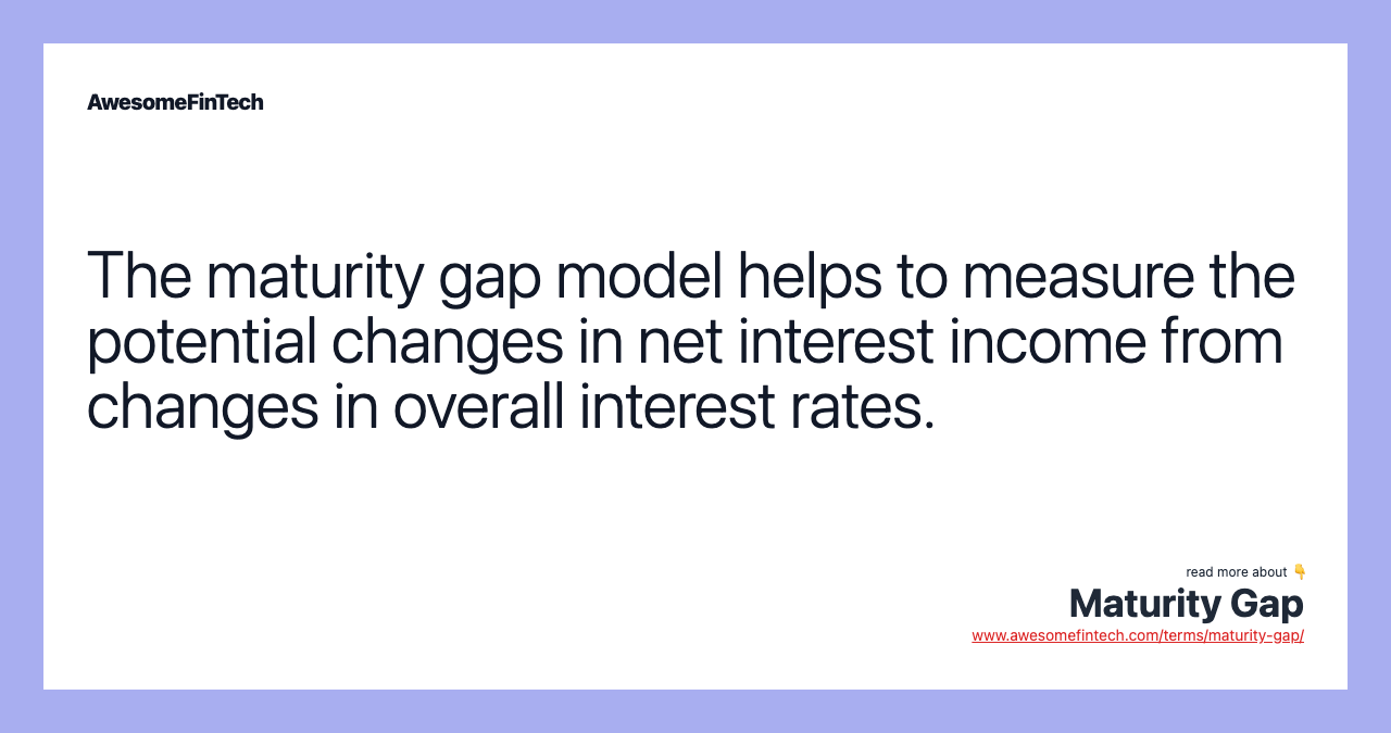 The maturity gap model helps to measure the potential changes in net interest income from changes in overall interest rates.