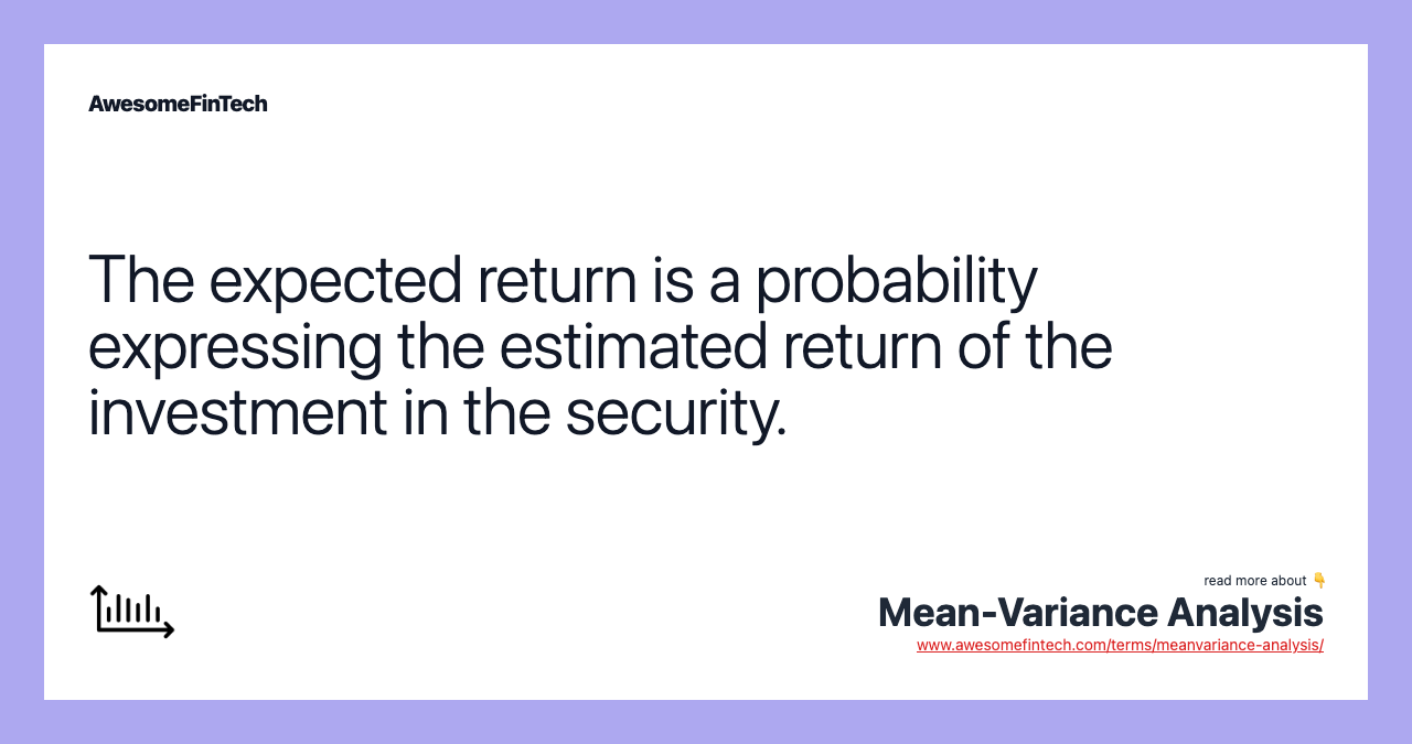 The expected return is a probability expressing the estimated return of the investment in the security.