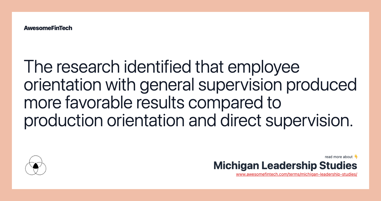 The research identified that employee orientation with general supervision produced more favorable results compared to production orientation and direct supervision.