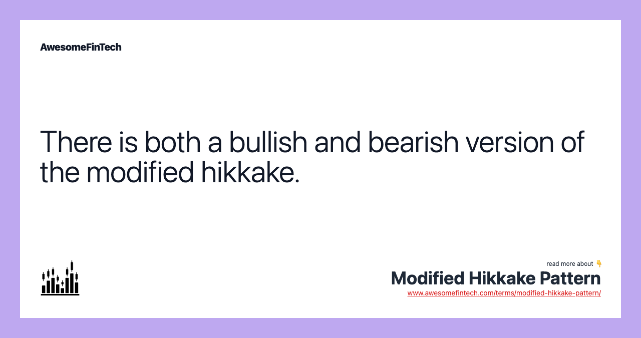 There is both a bullish and bearish version of the modified hikkake.