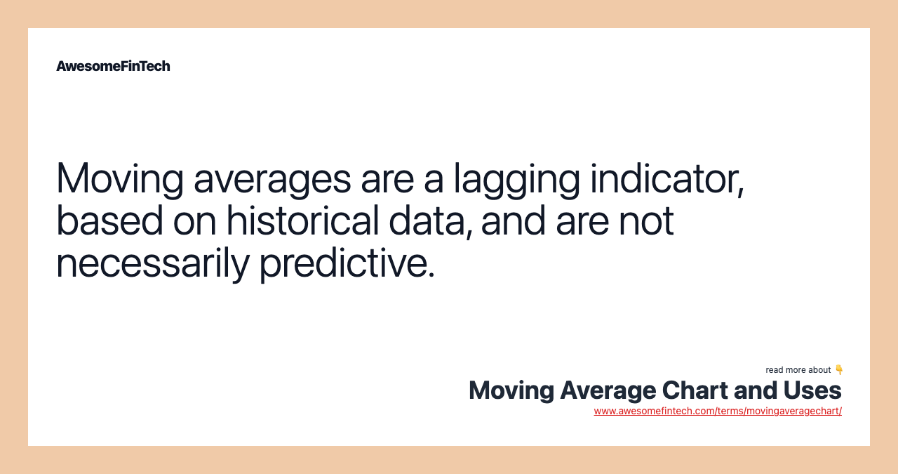 Moving averages are a lagging indicator, based on historical data, and are not necessarily predictive.