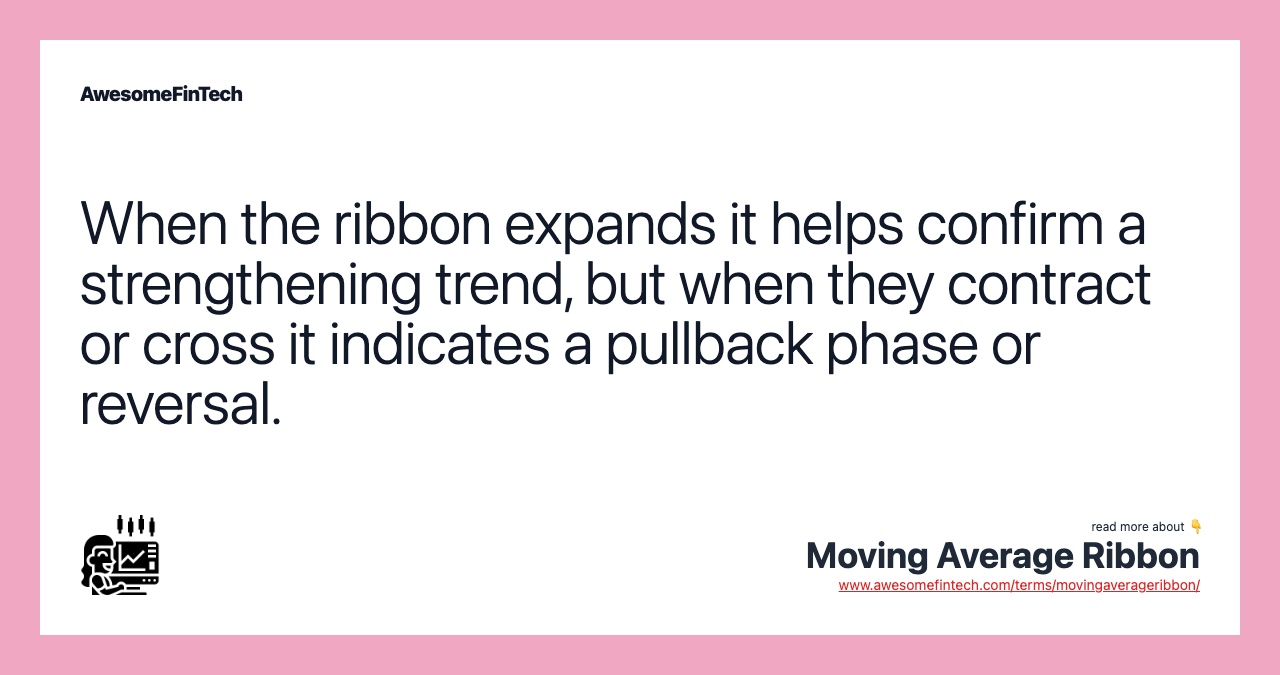 When the ribbon expands it helps confirm a strengthening trend, but when they contract or cross it indicates a pullback phase or reversal.