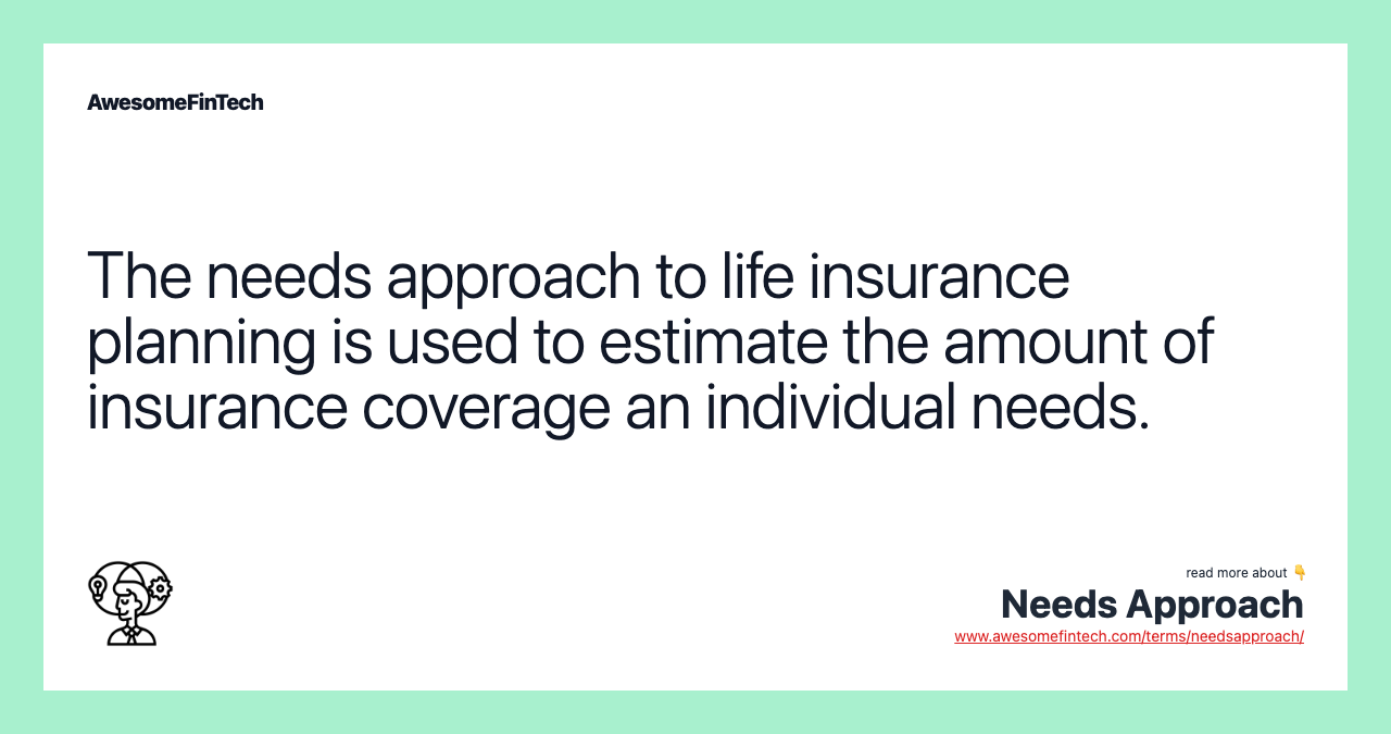 The needs approach to life insurance planning is used to estimate the amount of insurance coverage an individual needs.