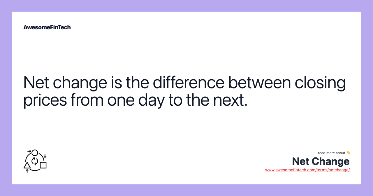 Net change is the difference between closing prices from one day to the next.