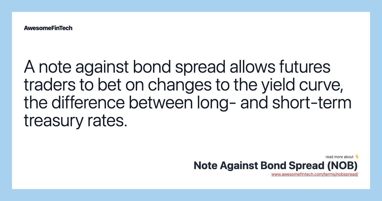 A note against bond spread allows futures traders to bet on changes to the yield curve, the difference between long- and short-term treasury rates.