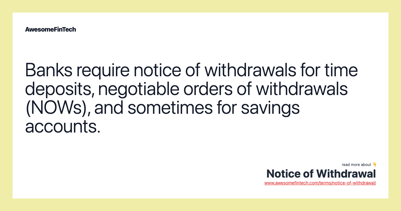 Notice of Withdrawal AwesomeFinTech Blog
