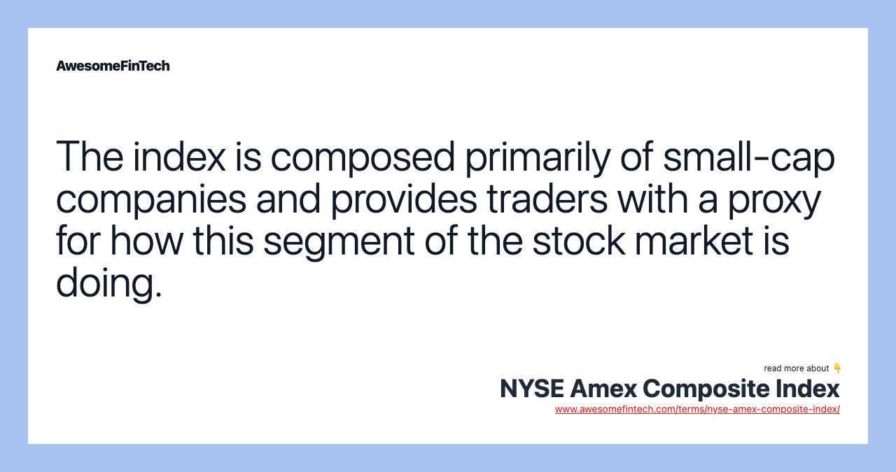 The index is composed primarily of small-cap companies and provides traders with a proxy for how this segment of the stock market is doing.