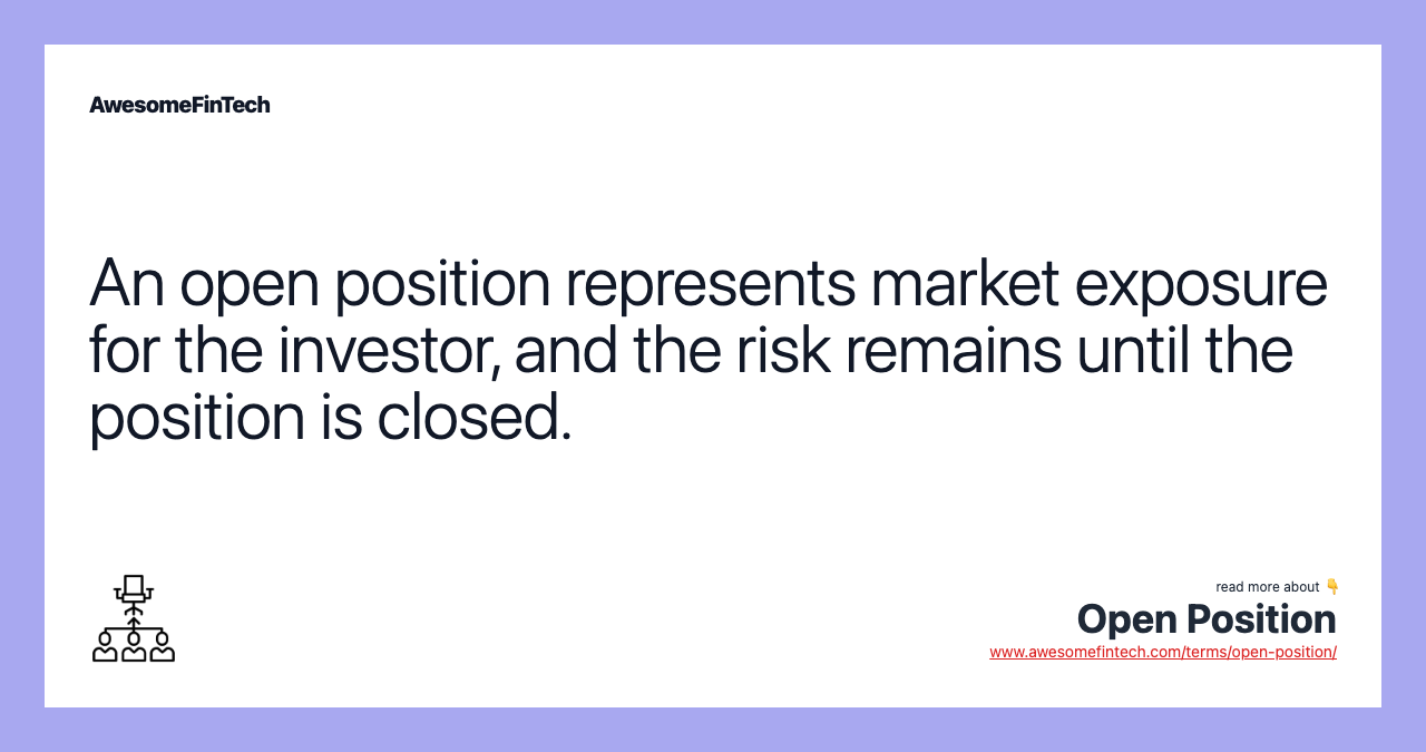 An open position represents market exposure for the investor, and the risk remains until the position is closed.