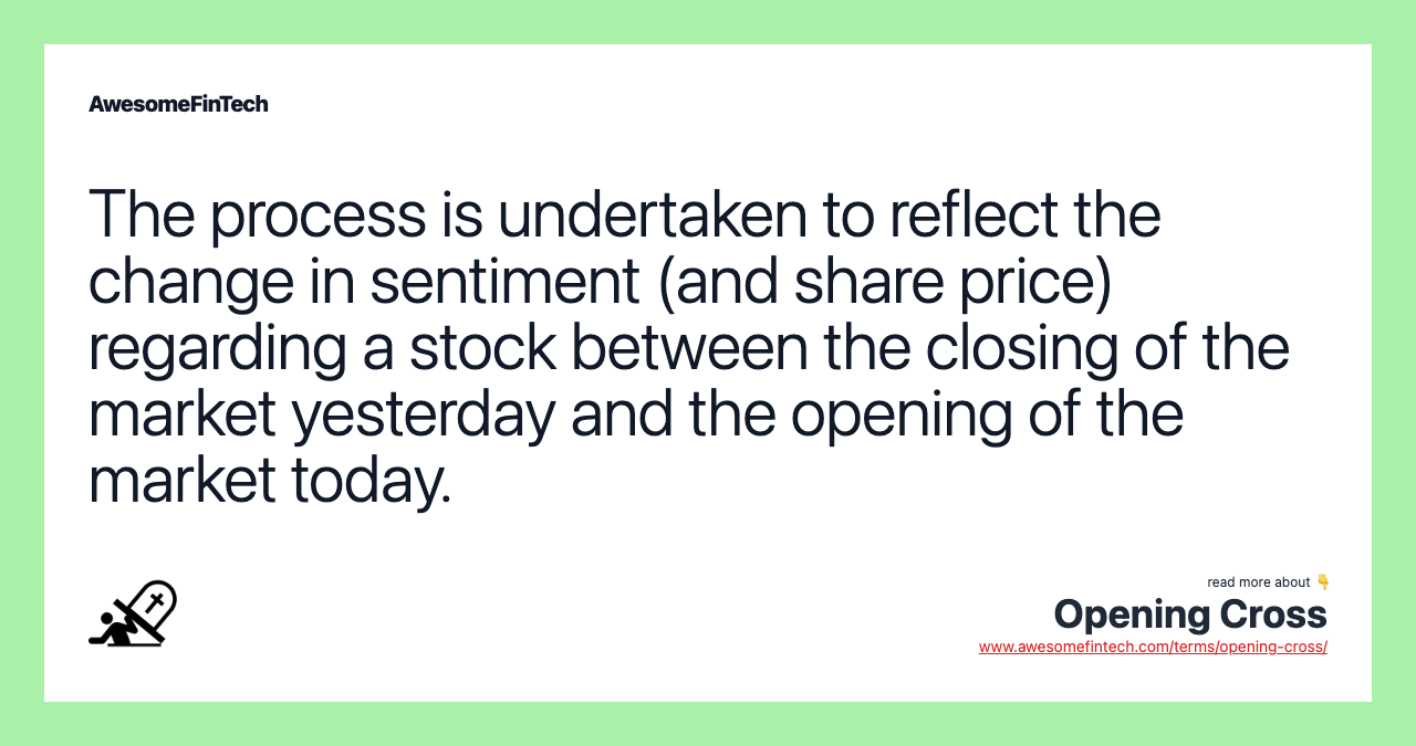 The process is undertaken to reflect the change in sentiment (and share price) regarding a stock between the closing of the market yesterday and the opening of the market today.