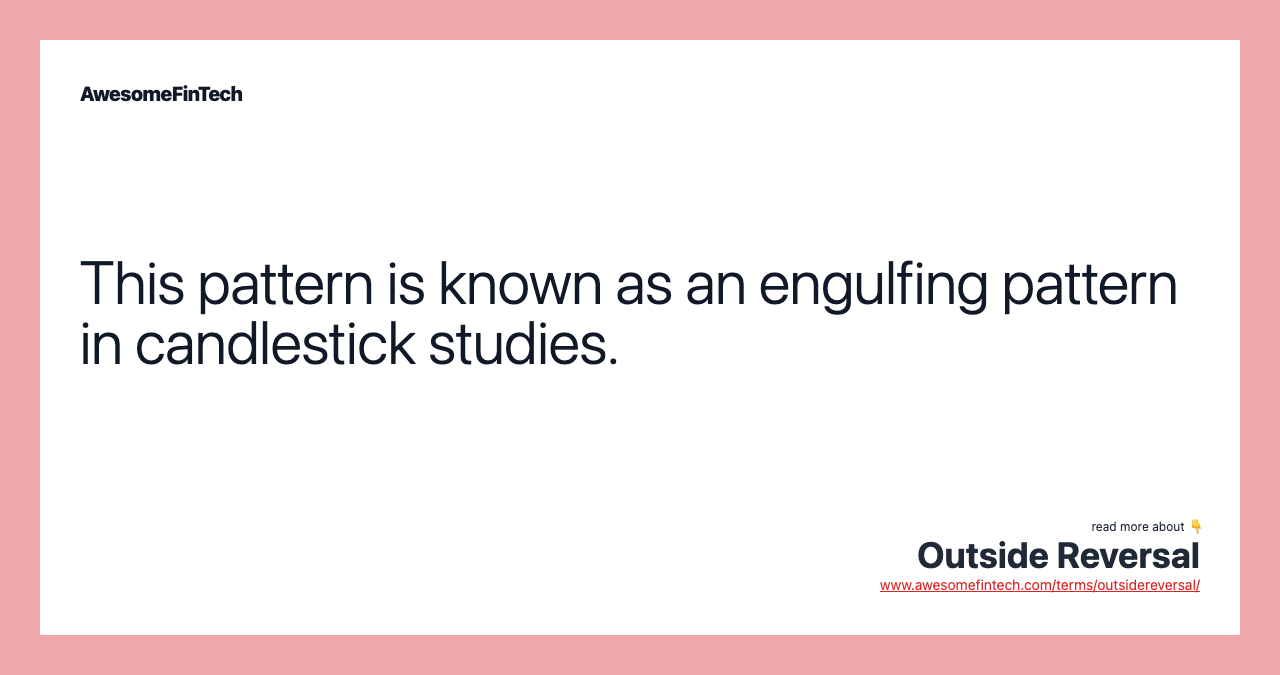 This pattern is known as an engulfing pattern in candlestick studies.
