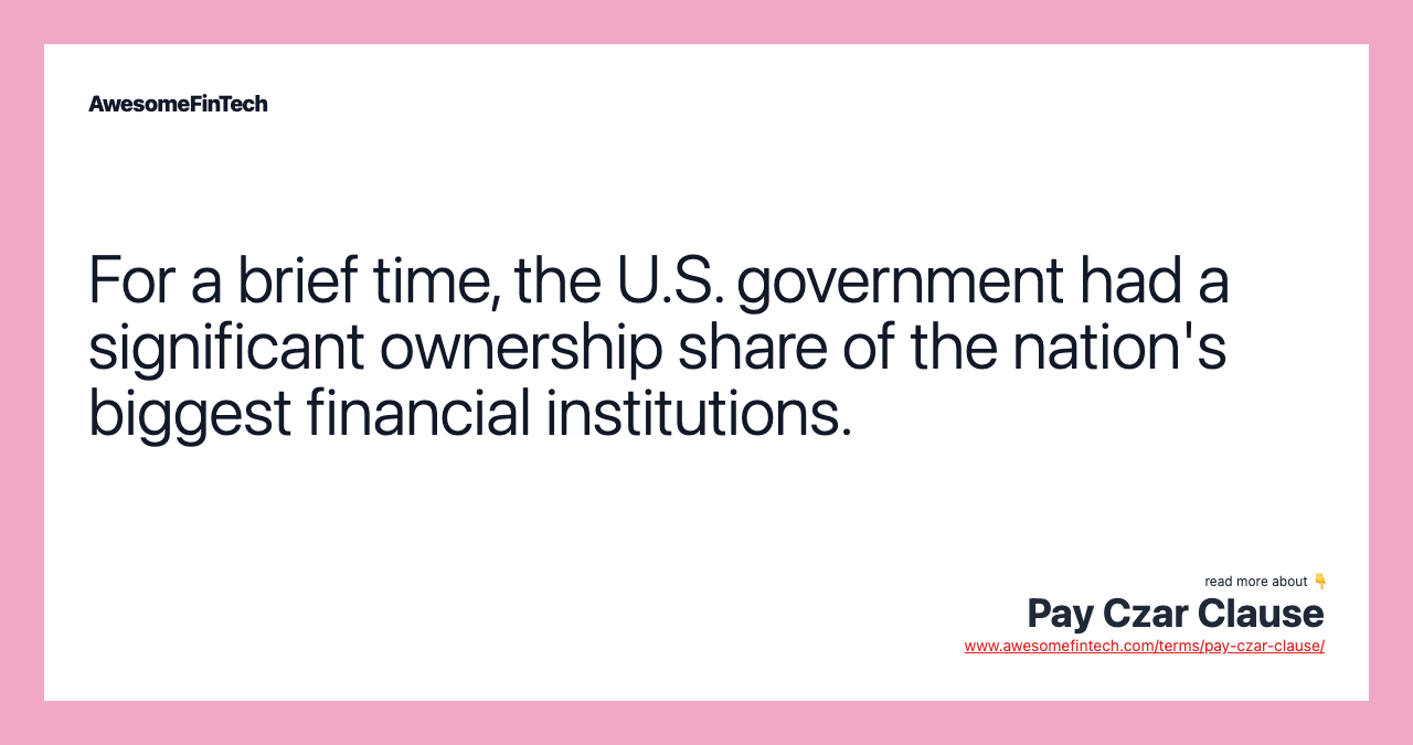 For a brief time, the U.S. government had a significant ownership share of the nation's biggest financial institutions.