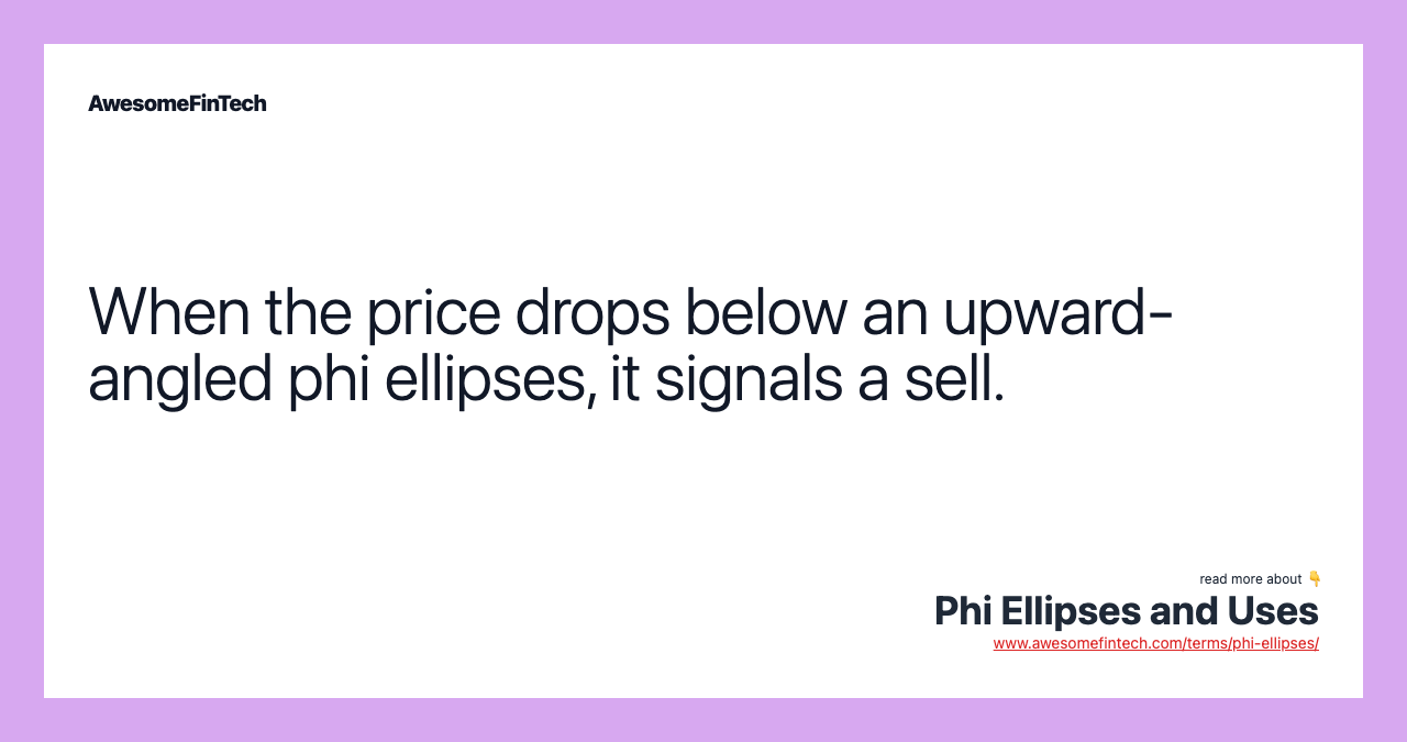 When the price drops below an upward-angled phi ellipses, it signals a sell.