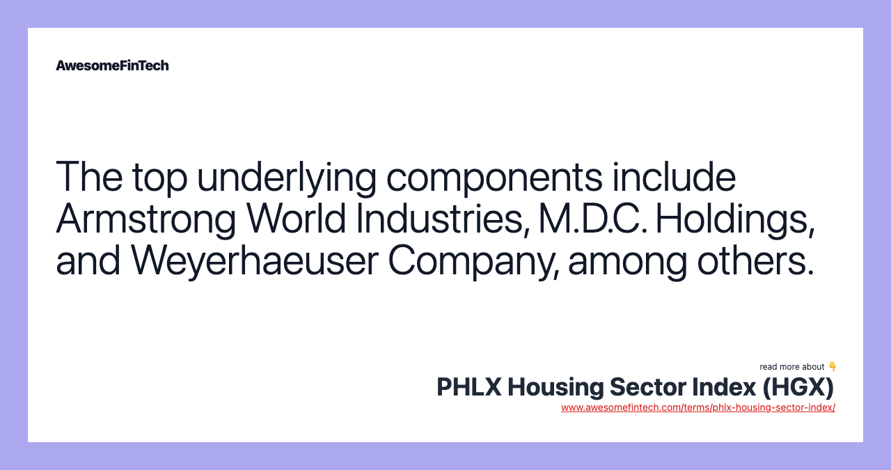 The top underlying components include Armstrong World Industries, M.D.C. Holdings, and Weyerhaeuser Company, among others.