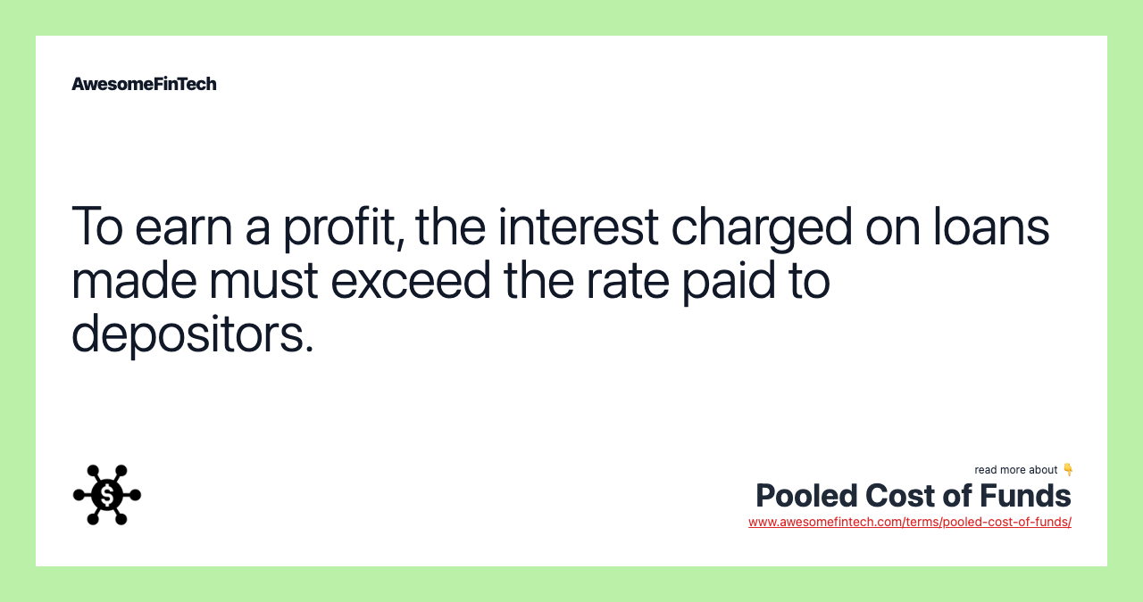 To earn a profit, the interest charged on loans made must exceed the rate paid to depositors.