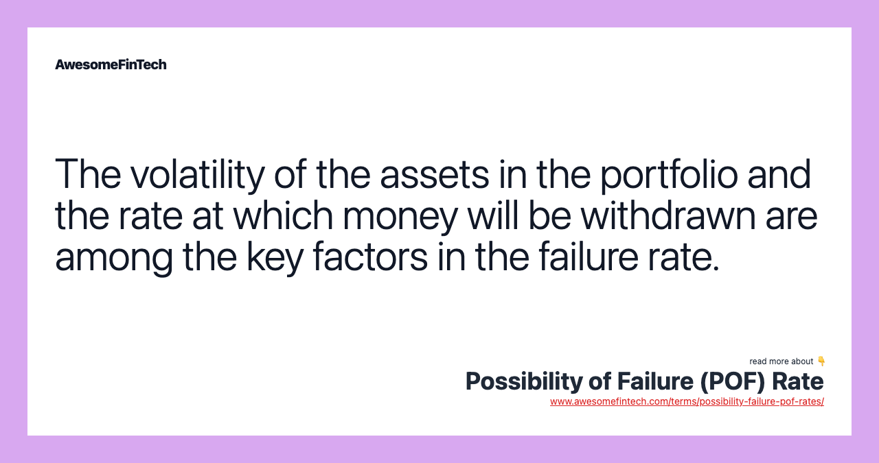 The volatility of the assets in the portfolio and the rate at which money will be withdrawn are among the key factors in the failure rate.