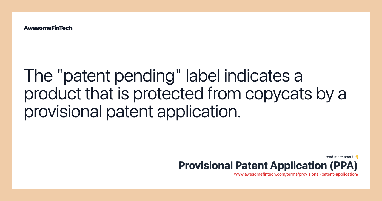 The "patent pending" label indicates a product that is protected from copycats by a provisional patent application.