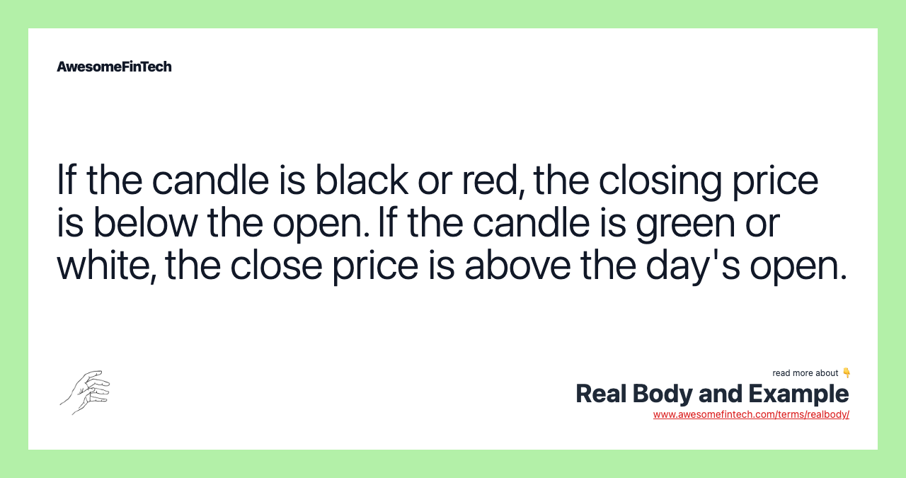 If the candle is black or red, the closing price is below the open. If the candle is green or white, the close price is above the day's open.
