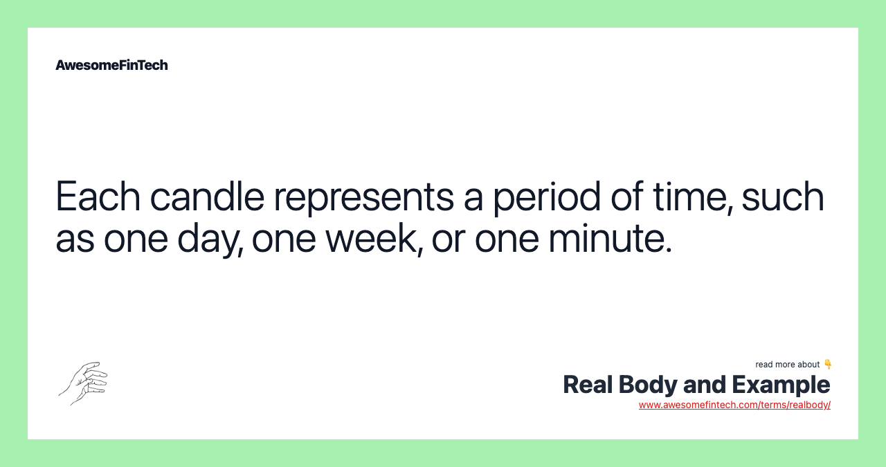 Each candle represents a period of time, such as one day, one week, or one minute.