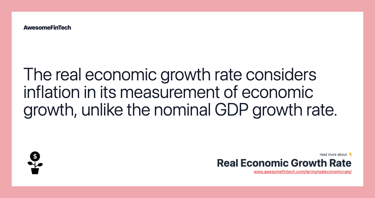 The real economic growth rate considers inflation in its measurement of economic growth, unlike the nominal GDP growth rate.