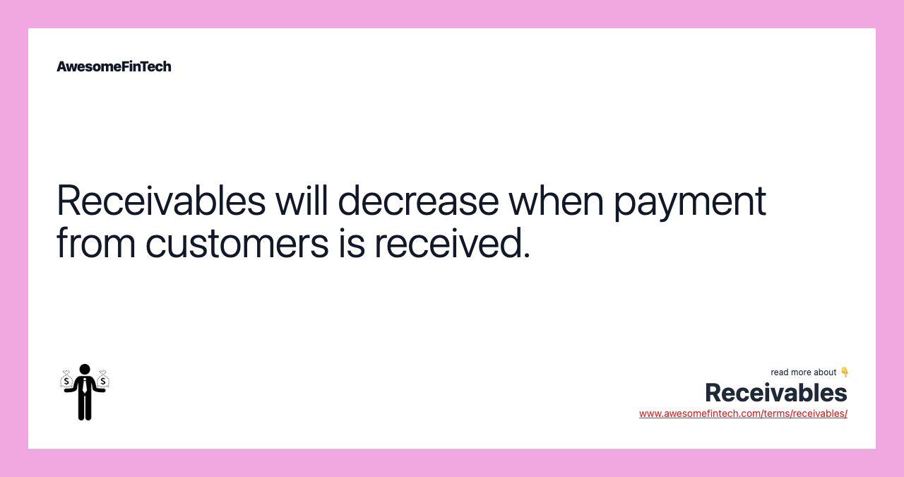 Receivables will decrease when payment from customers is received.
