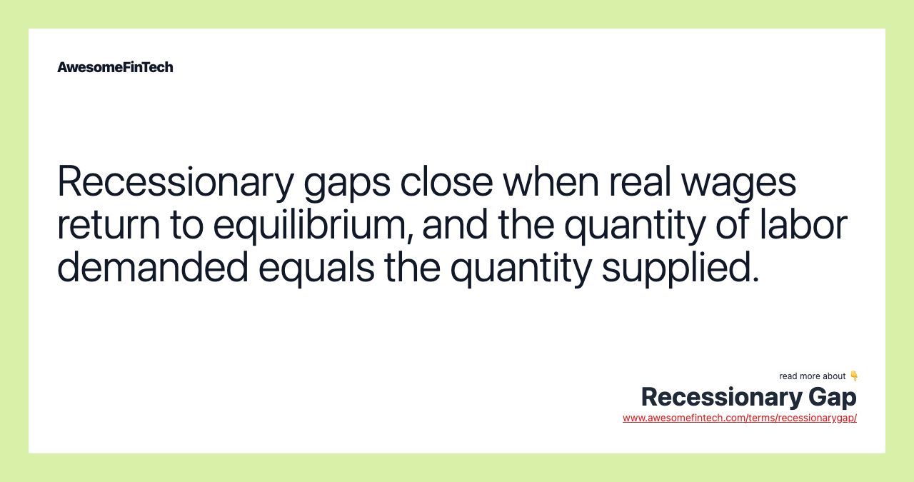 Recessionary gaps close when real wages return to equilibrium, and the quantity of labor demanded equals the quantity supplied.
