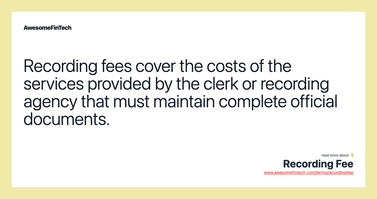 Recording Fee AwesomeFinTech Blog