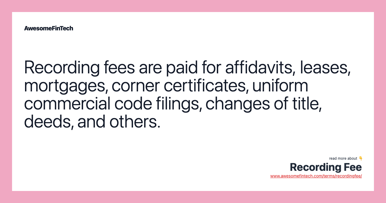 Recording Fee AwesomeFinTech Blog