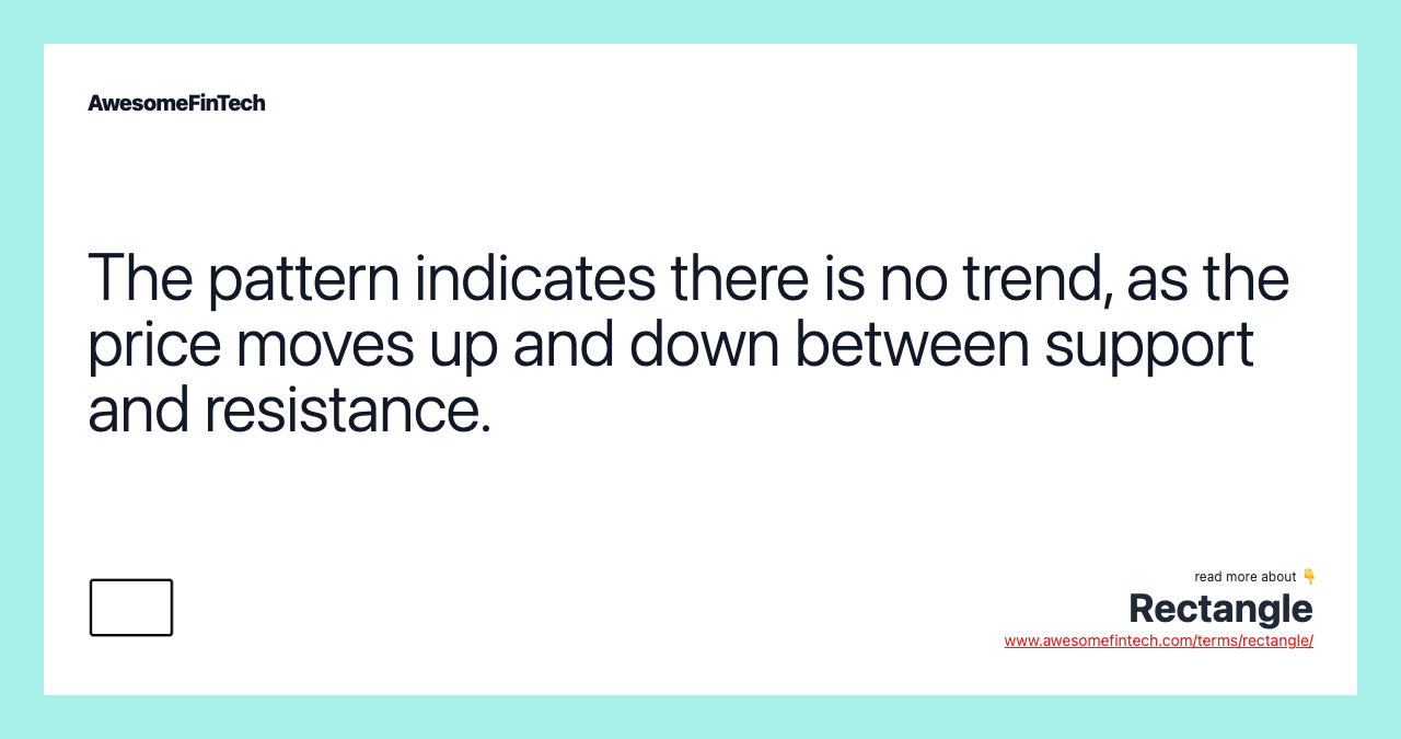 The pattern indicates there is no trend, as the price moves up and down between support and resistance.