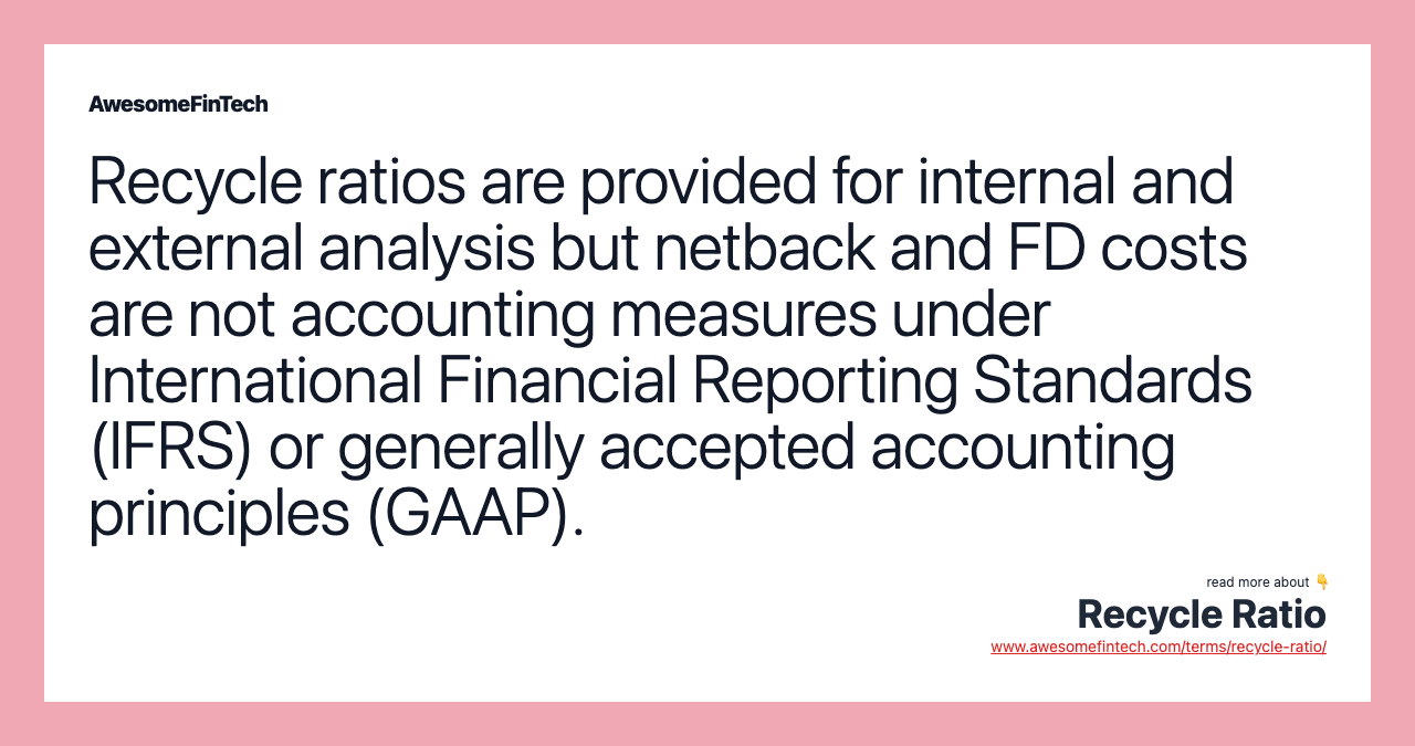 Recycle Ratio AwesomeFinTech Blog