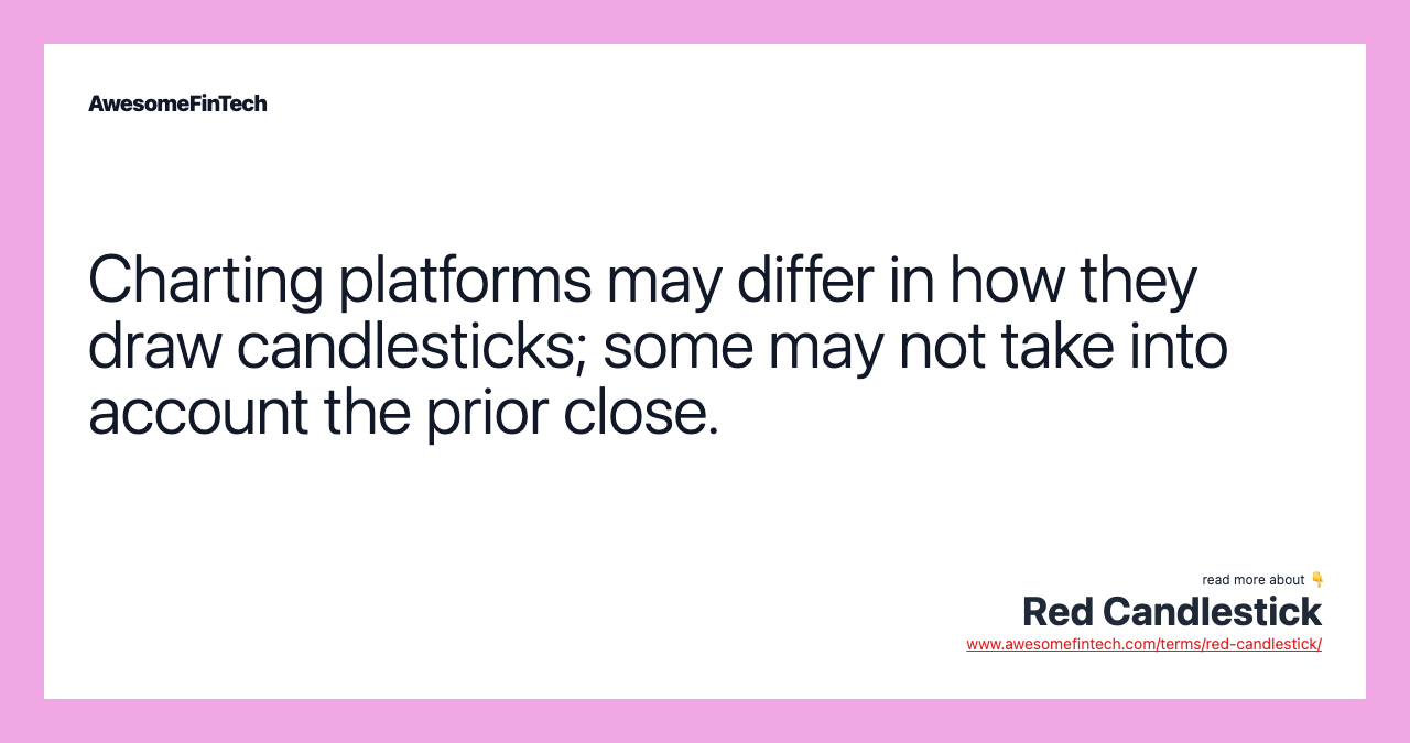 Charting platforms may differ in how they draw candlesticks; some may not take into account the prior close.
