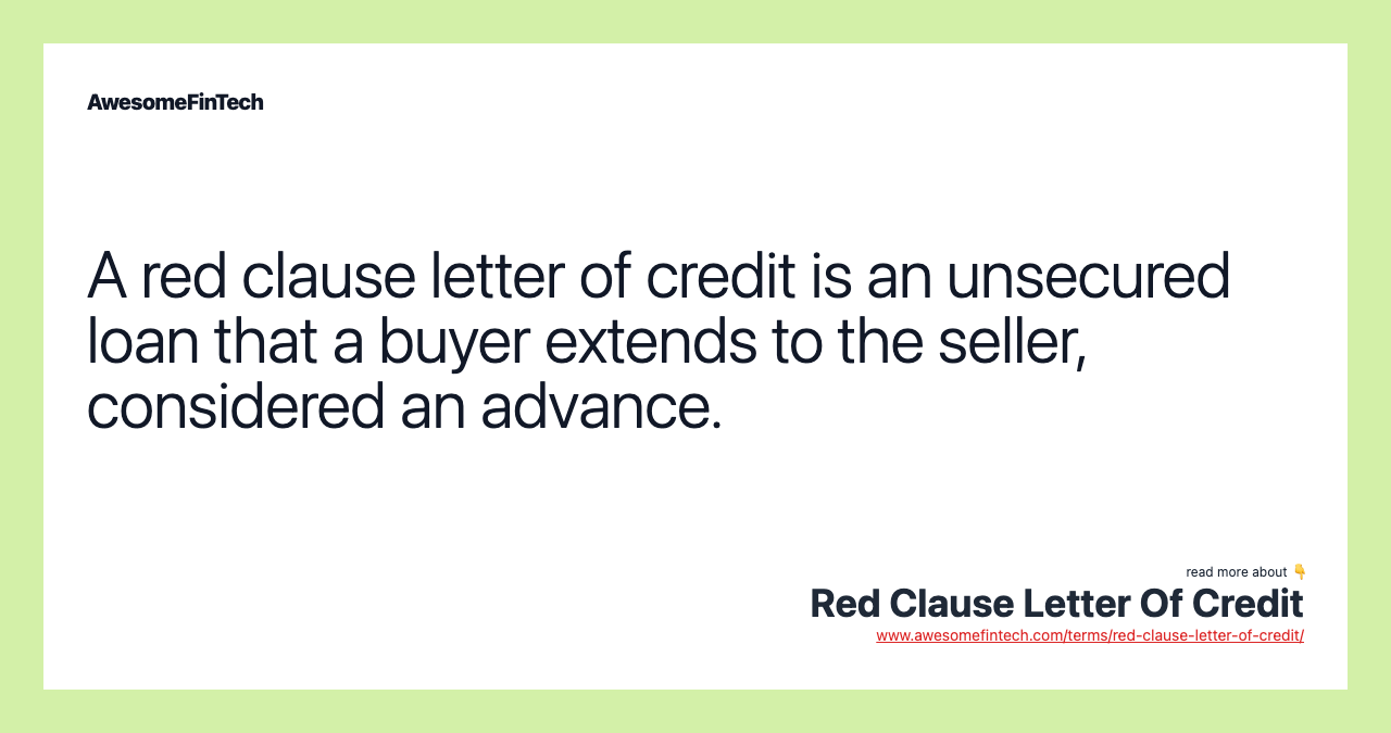 Red Clause Letter Of Credit AwesomeFinTech Blog