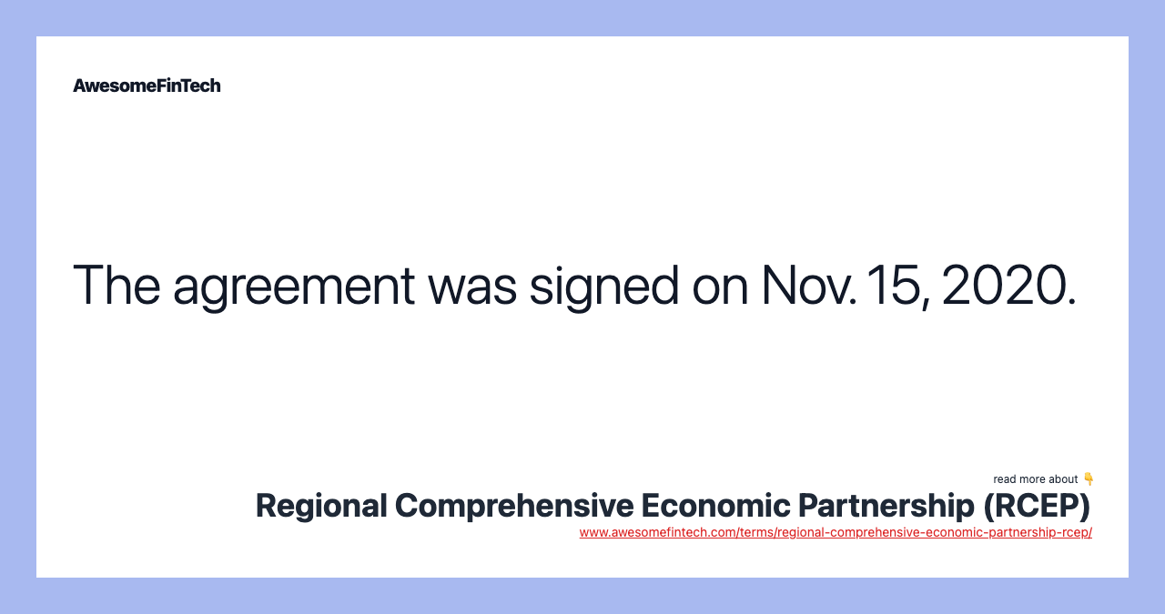 The agreement was signed on Nov. 15, 2020.
