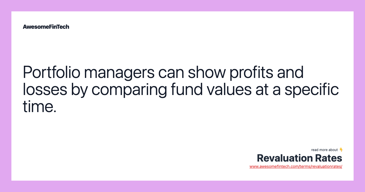 Portfolio managers can show profits and losses by comparing fund values at a specific time.