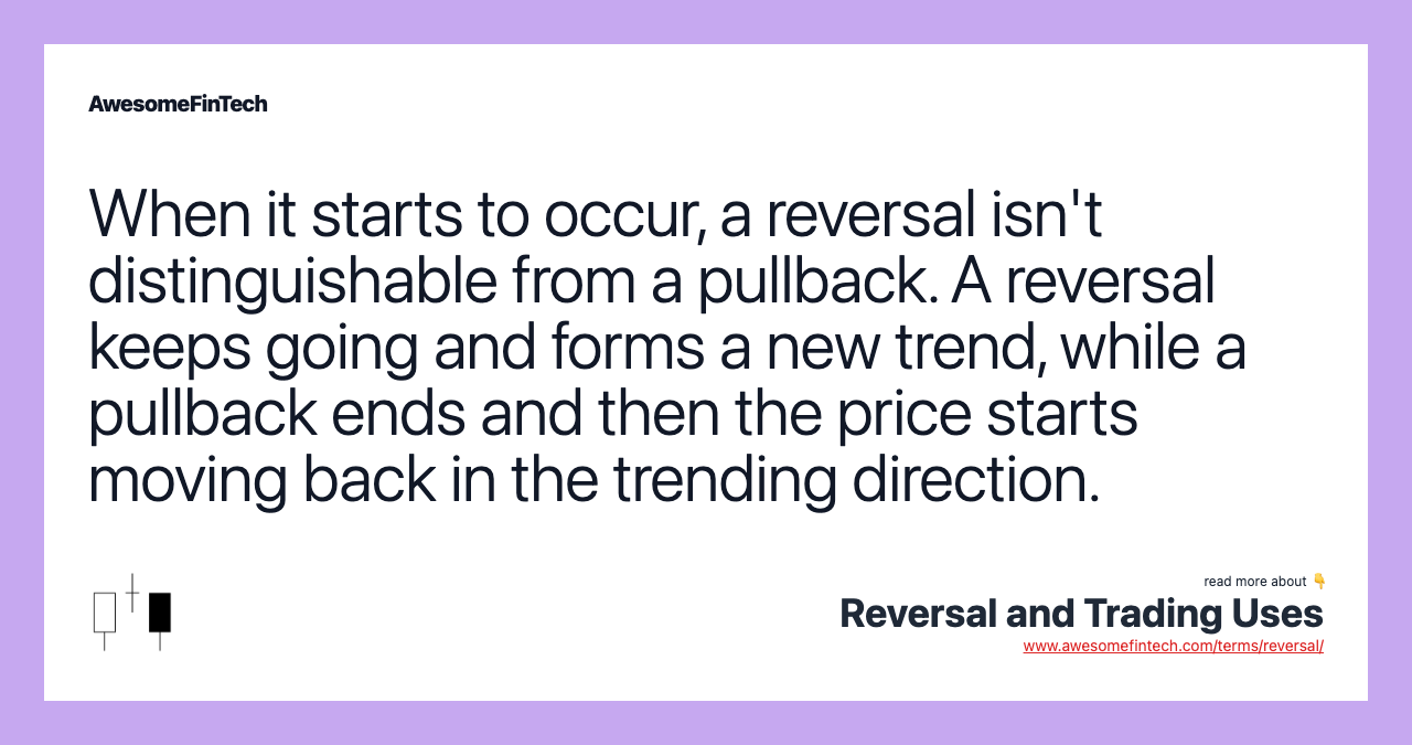 When it starts to occur, a reversal isn't distinguishable from a pullback. A reversal keeps going and forms a new trend, while a pullback ends and then the price starts moving back in the trending direction.