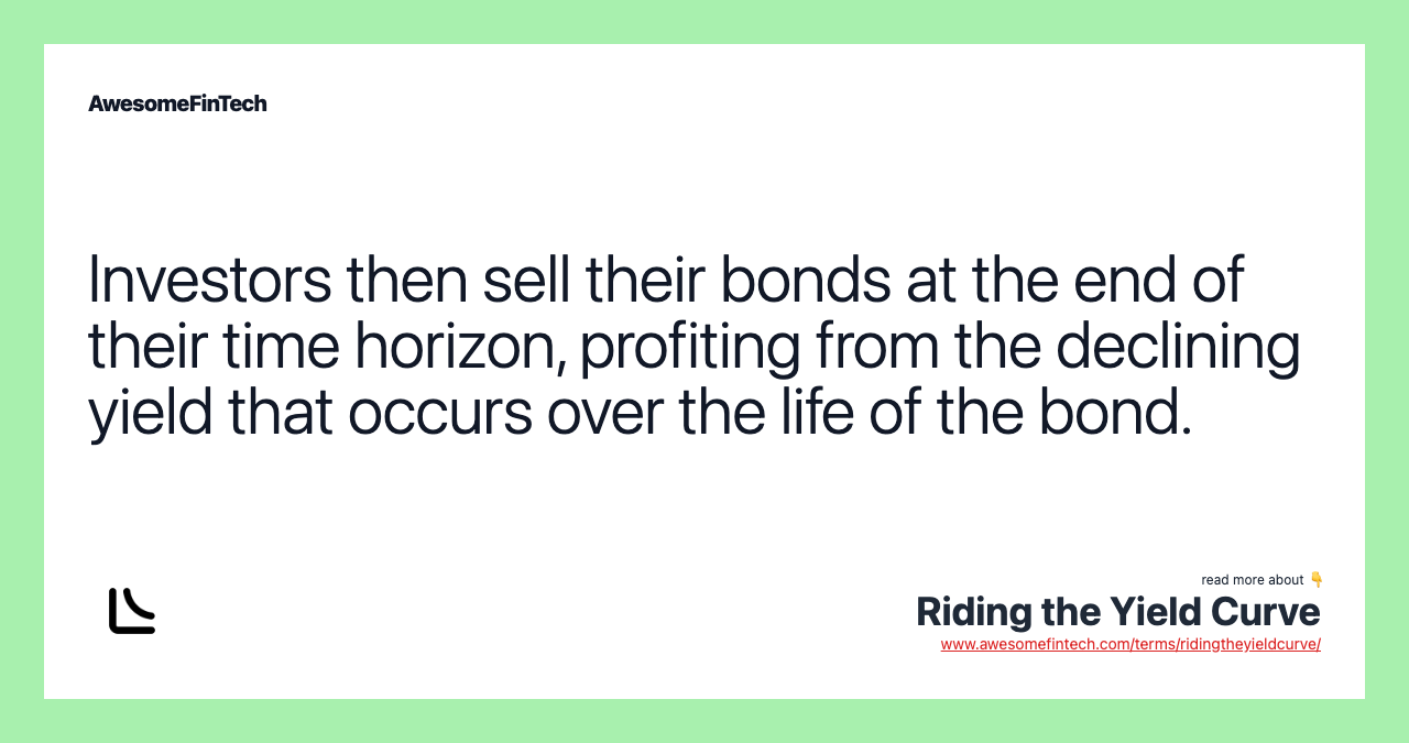 Investors then sell their bonds at the end of their time horizon, profiting from the declining yield that occurs over the life of the bond.
