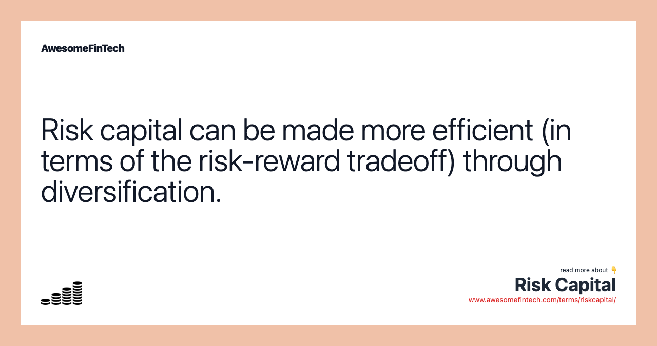 Risk capital can be made more efficient (in terms of the risk-reward tradeoff) through diversification.