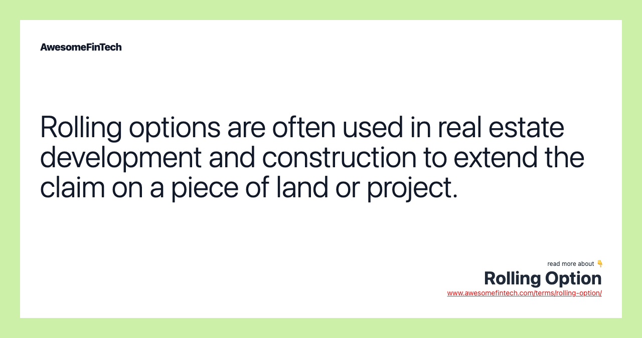 Rolling Option AwesomeFinTech Blog