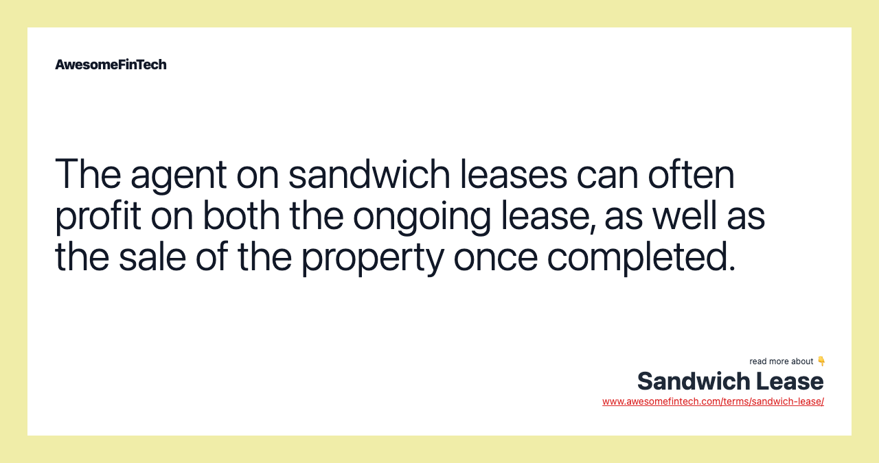 Sandwich Lease AwesomeFinTech Blog