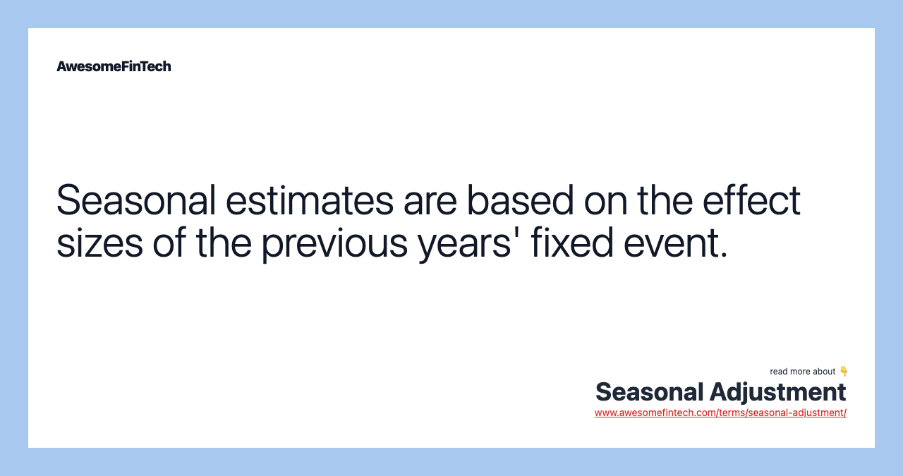 Seasonal estimates are based on the effect sizes of the previous years' fixed event.