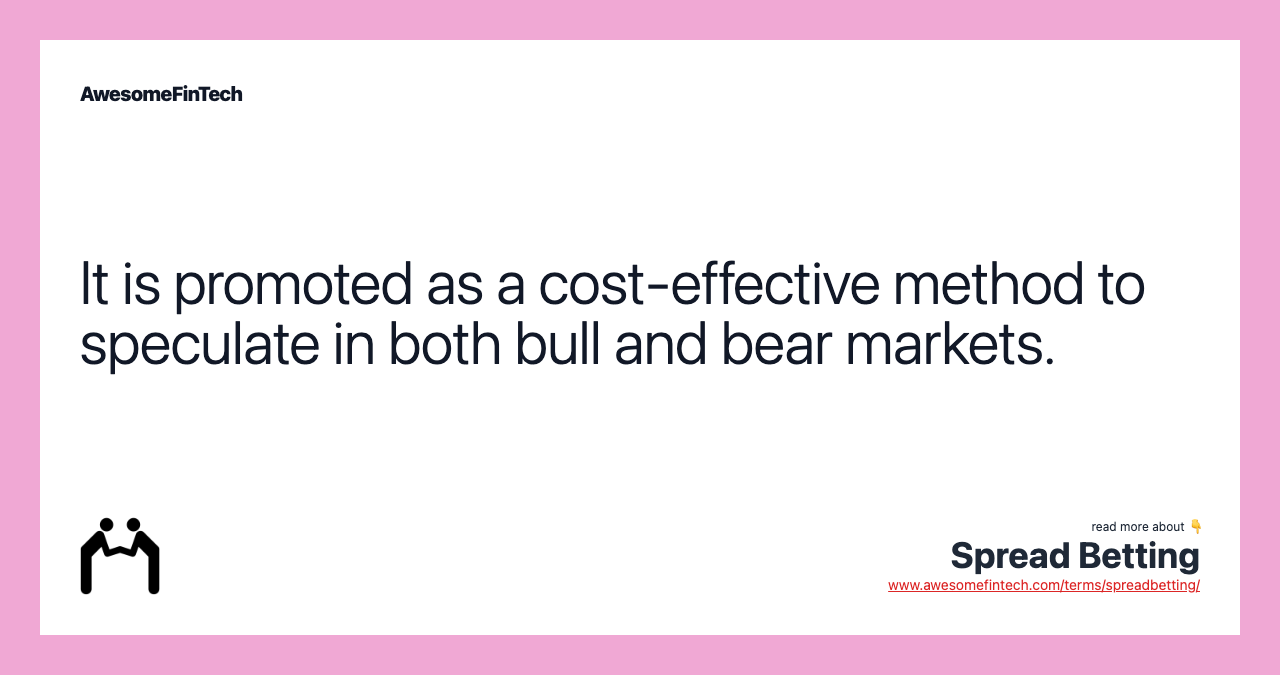 It is promoted as a cost-effective method to speculate in both bull and bear markets.