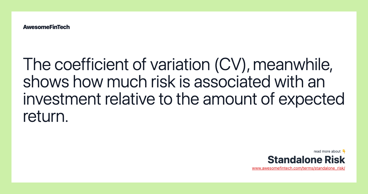 Standalone Risk AwesomeFinTech Blog