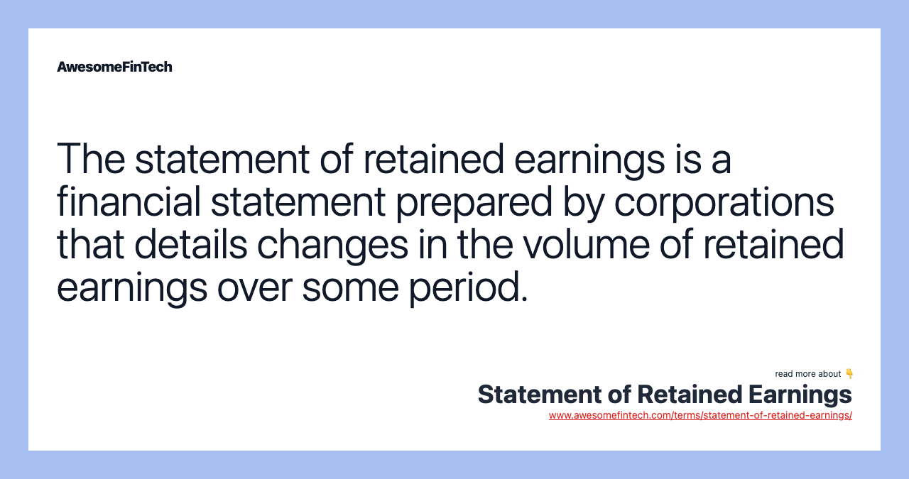 Statement of Retained Earnings AwesomeFinTech Blog
