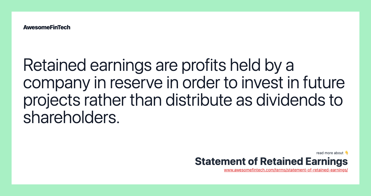 Statement of Retained Earnings AwesomeFinTech Blog