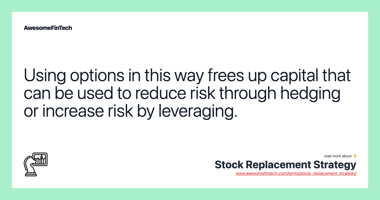 Using options in this way frees up capital that can be used to reduce risk through hedging or increase risk by leveraging.